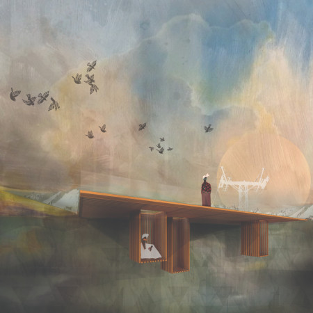 Modular Footpath with Safety Glass and Oak Wood in Volcanic Landscape