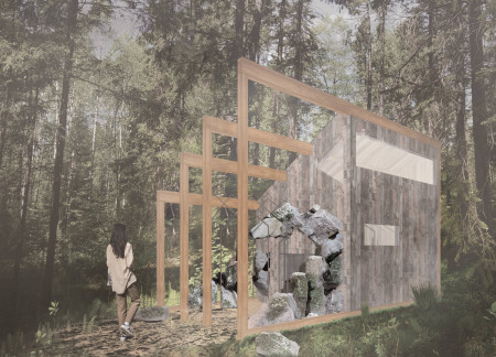 Reclaimed Stones and Timber Enclosure for Silent Meditation Retreat