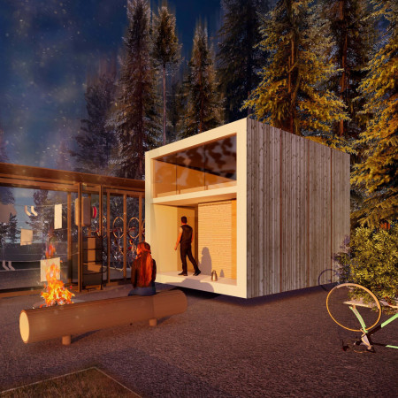 Cross-Laminated Timber Retreat with Integrated Bicycle Amenities