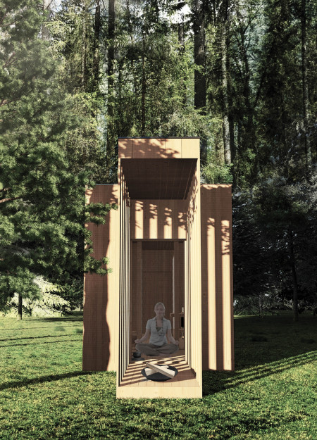 Spruce Cabins Inspired by Tea Leaf Forms for Mindful Retreats