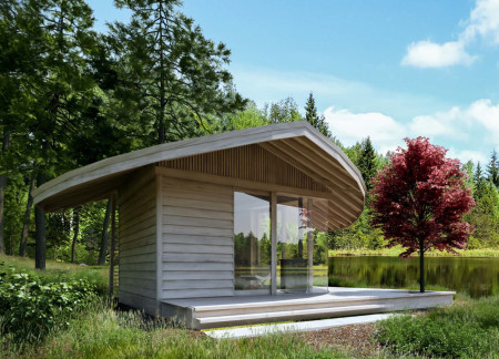Timber Screens and Leaf Roof Create a Sanctuary for Meditation
