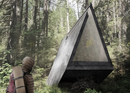 Floating Wooden Shelter Enhanced by Skylights for Meditative Retreat