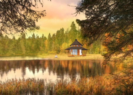 Earthbag Cabin Emphasizing Karmayoga for Silent Meditation