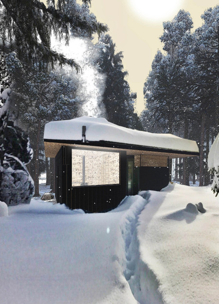 Circular Meditation Space Crafted from Swiss Pine in a Remote Forest Retreat