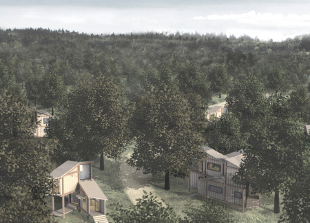 Elevated Meditation Cabin with Triangular Form and Recycled Steel Structure