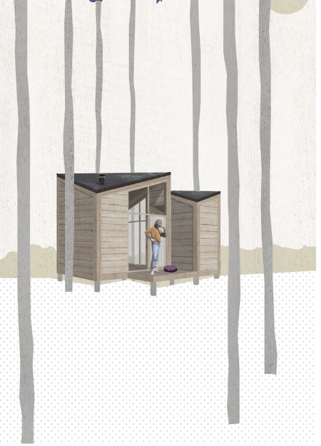 Timber Beams and Diagonal Ridge Create a Tranquil Retreat for Meditation