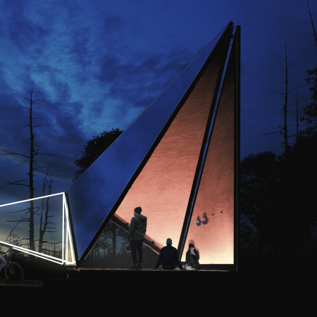 Reflective Film and Cross-Laminated Shelter for Cyclists Along Scenic Route
