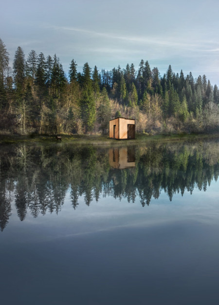 Sound Tubes and Natural Light in a Compact Meditation Cabin