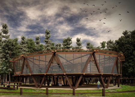 Elevated Timber Structure Promoting Birdwatching in Wetland Ecosystem