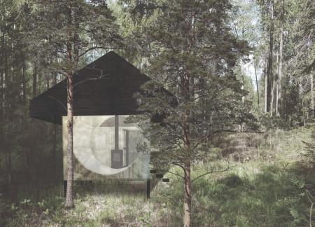 Flax-Insulated Retreat Elevated on Stilts for Meditation and Reflection