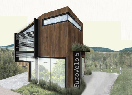 Stone-Walled Rest Stops Combining Solar Energy with Natural Elements