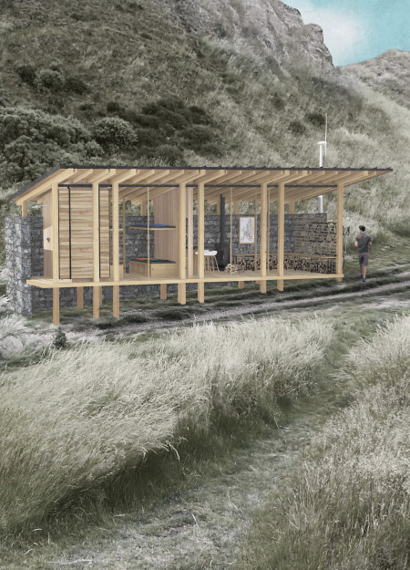 A Vernacular-Inspired Rest Stop for Cyclists with Post-Beam Timber Structure