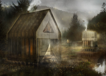 Translucent Envelope and Timber Skin Create a Cozy Meditation Retreat