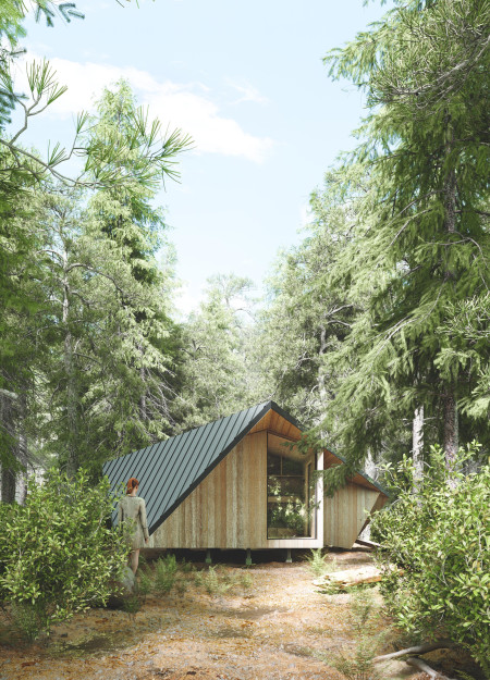 Perforated Cabin Emphasizing Modular Design for Contemplation