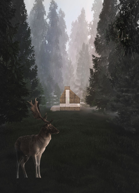 Elevated Veranda with Hay-Thatched Roof for Personal Meditation Retreat