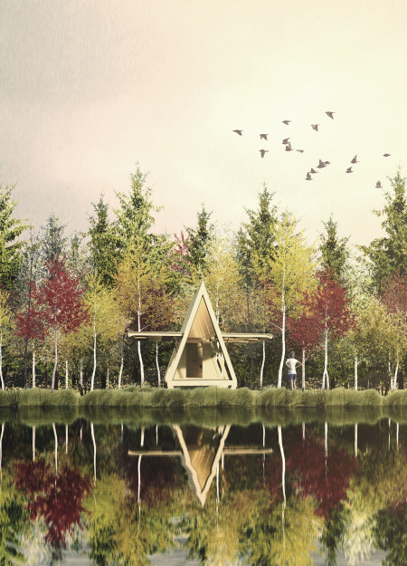 Cork Cladding and a-Frame Design in a Forest Retreat