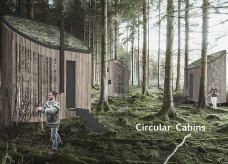 An Eco-Friendly Circular Cabin Constructed with Green Roof and Perforated Timber Panels