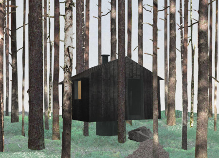 Charred Wood Cladding and Blackened Steel Create Harmonious Shelter Among Nature