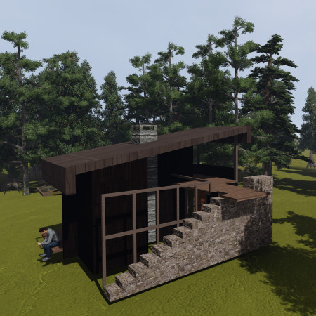 Stone-Walled Cabins Embracing Forest Views for Introspection and Reflection