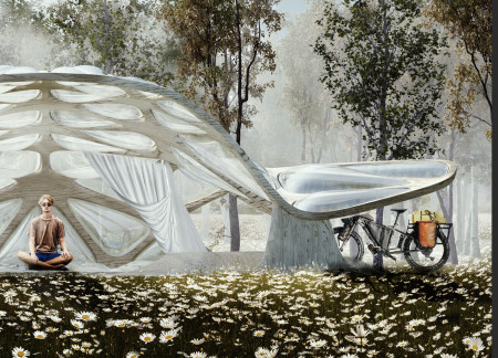 Air Cushions and Timber Modules for Cycling Rest Stops