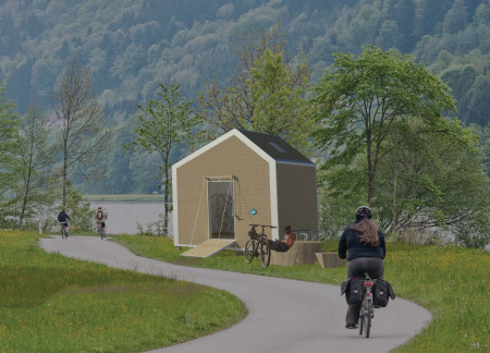 Rice Husk Cabins with Communal Spaces Along Eurovelo Routes