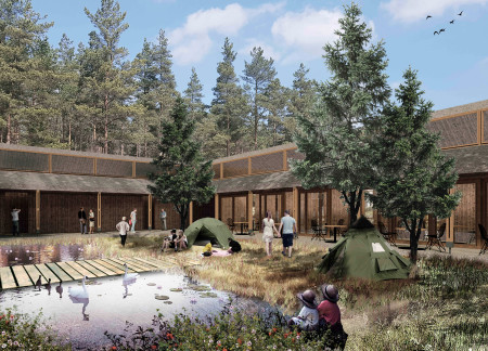Thatched Roof Amidst Natural Landscapes for Wildlife Education