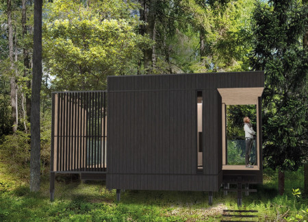 Burnt Wood Cladding Meets Hollow Joint Design in a Tranquil Retreat