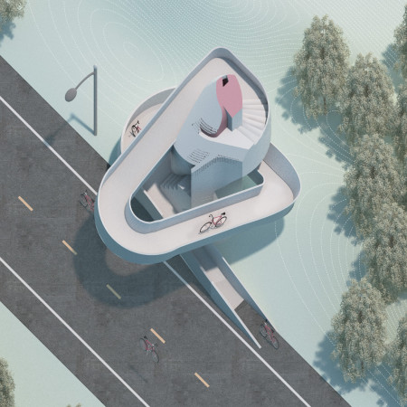 Elevated Views from a Spiral Ramp over Urban Paths