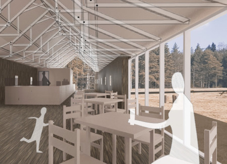 Thatch Roof and Wooden Grid Enhance Visitor Experience in Natural Ecology