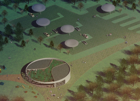 Leaf-Shaped Volumes with Wooden Path Integrate Nature and Visitor Experiences