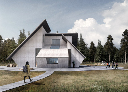 Angled Roofs and Natural Pine Create a Visitors Center Embracing the Bog Ecosystem