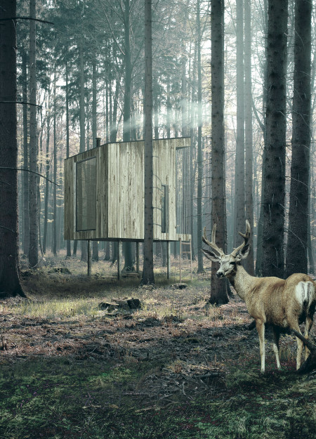Wooden Modules Embrace Serenity in Seasonal Meditation Cabins