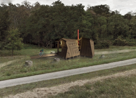 Natural Stone Surfaces and Hard Foam Insulation in a Modular Velo Stop