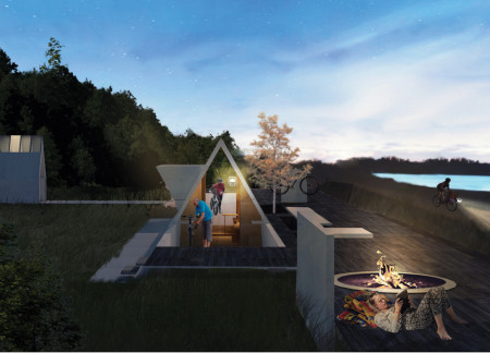 Gabion Structures with Recycled Materials Enhancing Cyclist Amenities