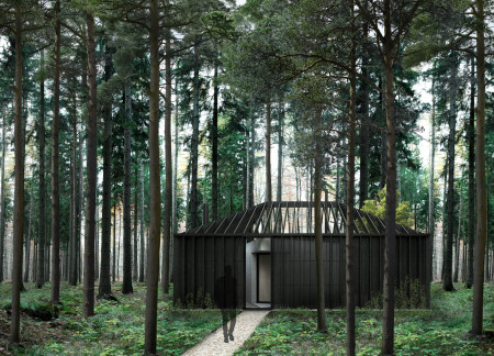 Charred Wooden Shingles Embrace Natural Ventilation in a Forest Retreat