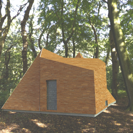Sheeps Insulation and Wooden Planks in a Pyramid Retreat for Mindful Meditation