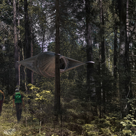 A Suspended Cabin for Solitary Forest Meditation