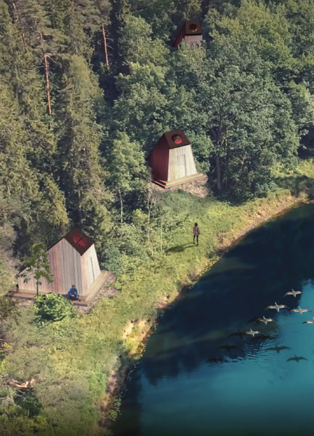 Emphasizing Natural Soundscapes Through Oak Wood and Rotating Light Filters