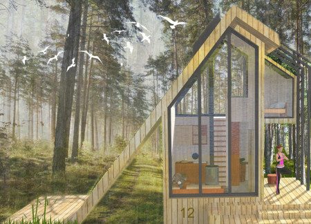 Timber Retreat Emphasizing Purification Through Connection with Nature
