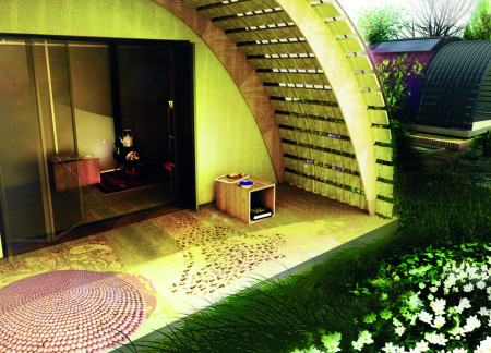 Hempcrete Cabins with Curved Design Integrated into Forest Ecosystem