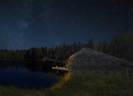 Thatched Retreat Amidst Forest Solitude