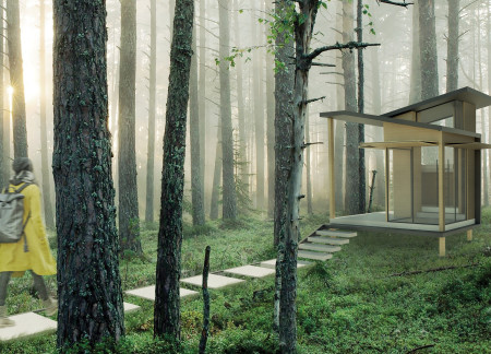 Folding Shades and Spruce Wood Create a Calm Retreat Experience