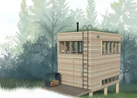 Whispers of Nature in Brown Wood Paneling and Sustainable Cabins for Quiet Reflection