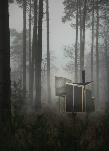 Timber Cabin with Elevated Meditation Space in a Forest Retreat