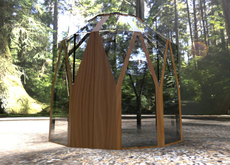 Triangular Solar Panels Enhance Natural Light in Compact Meditation Cabin