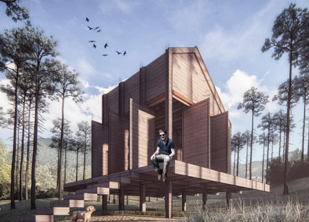 Pivoting Doors and High-Density Insulation in Modular Forest Retreats