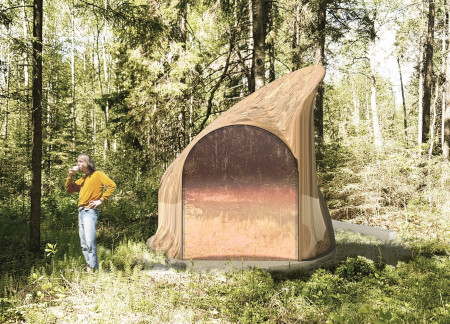 Concrete Undercroft with Tensile Fabric Canopy for Meditative Reflection