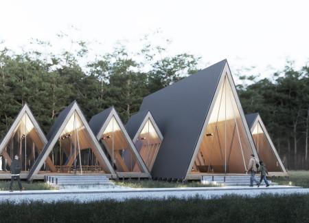 Timber Beams and Water Harvesting Surfaces in Modular Visitor Center Design