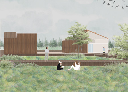Intimate Gardens and Local Hardwood Huts for Creative Reflection