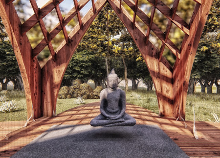 Lotus Flower Inspired Space with Operable Walls and Polycarbonate Roofing